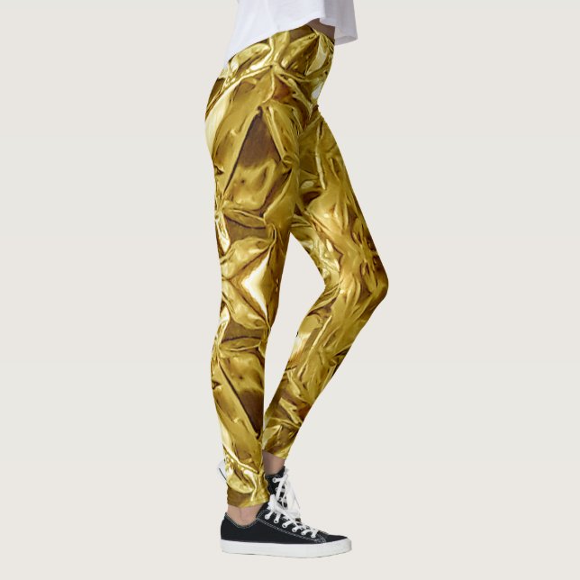 Metallic Gold Abstract 101 Leggings (Right)