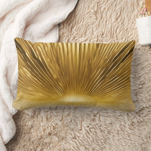Metallic gold abstract lines patterns AI art  Lumbar Pillow (Blanket)