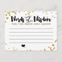 Metallic Gold Advice Card for Bride and Groom