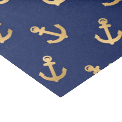 Metallic Gold Anchors on Navy Blue Decoupage Tissue Paper Zazzle