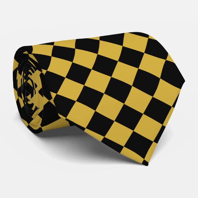 Metallic Gold and Black Chevron Pattern Classic Neck Tie (Rolled)
