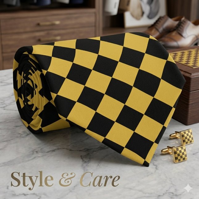 Metallic Gold and Black Chevron Pattern Classic Neck Tie (Metallic Gold and Black Chevron Pattern Classic Neck Tie)