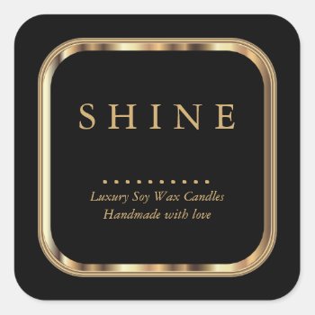 Metallic Gold And Black Labels Square by DesignsbyDonnaSiggy at Zazzle
