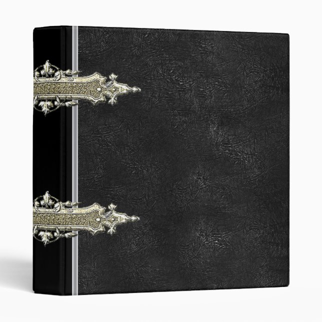 Metallic gold and black Leather binder (Front/Spine)