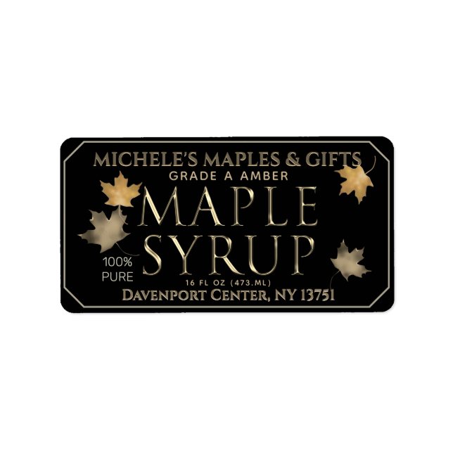 Metallic Gold and Black Maple Address Label (Front)