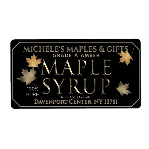 Metallic Gold and Black Maple Shipping Label