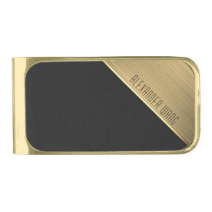 Metallic Gold and Black Personalized Finish Money Clip