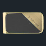 Metallic Gold and Black Personalized Gold Finish Money Clip<br><div class="desc">Classy hip gift ideas for HIM.</div>