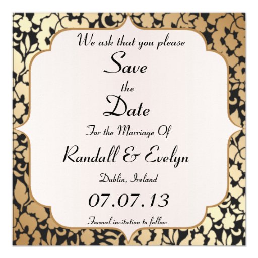 Metallic Gold and Black Save The Date Notice Announcements | Zazzle