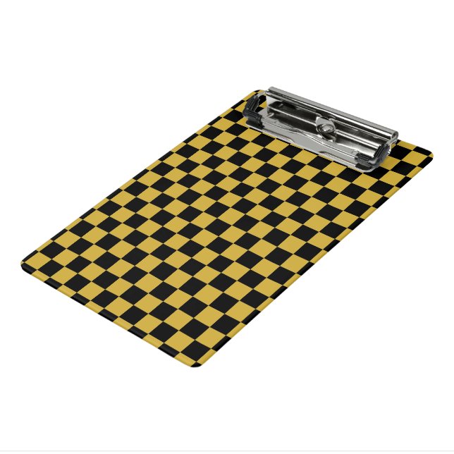 Metallic Gold and Black Square Box Stylish Pattern Mini Clipboard (Angled3)