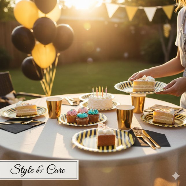 Metallic Gold and Black Striped 7" Paper Bowls (Metallic Gold and Black Striped 7 Paper Bowls)