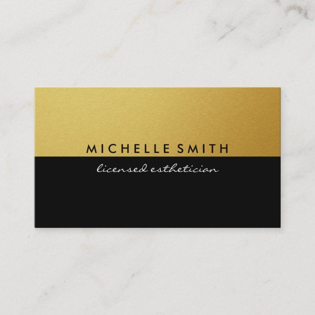 Metallic Gold and Black Two Tone Business Card (Front)