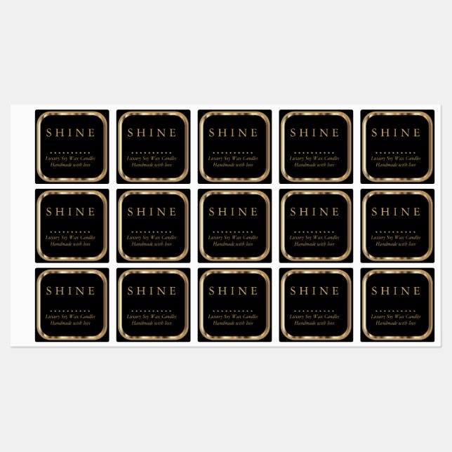 Metallic Gold and Black - Waterproof Labels (Sheet)