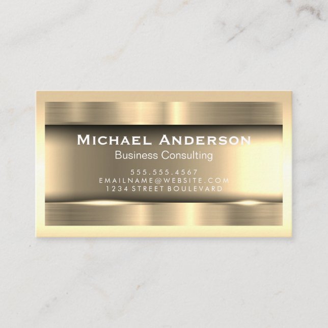 Metallic Gold and Border Business Card (Front)