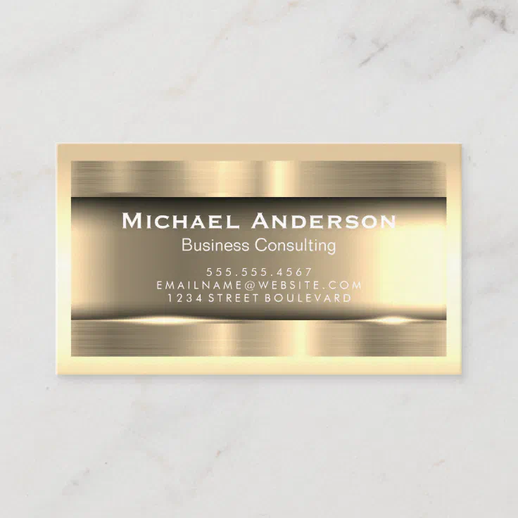 Metallic Gold and Border Business Card Zazzle