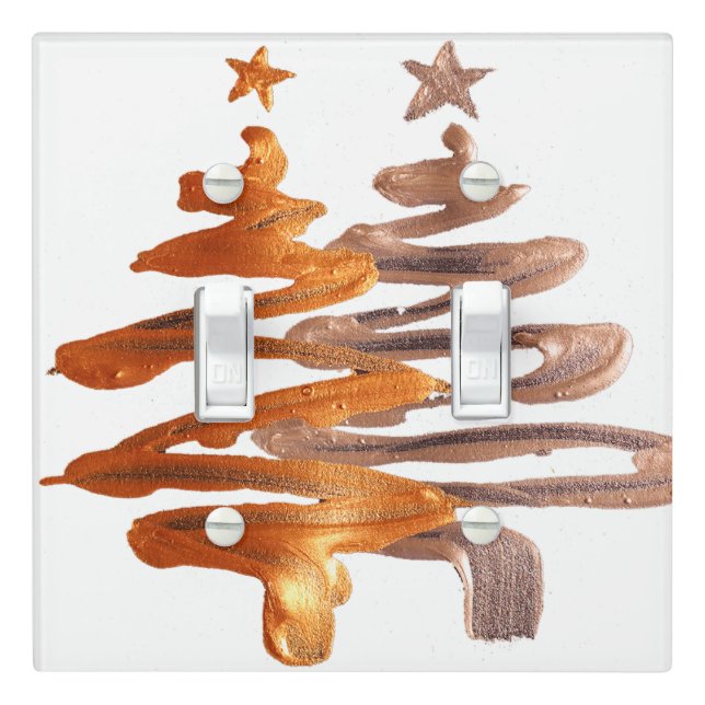 Metallic gold and bronze paint abstract trees light switch cover (In Situ)