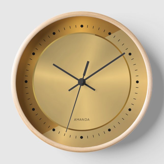Metallic Gold and Copper Geometric Design Clock (Front)