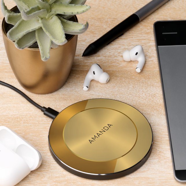 Metallic Gold and Copper Geometric Design Wireless Charger (Desk 2)