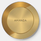 Metallic Gold and Copper Geometric Design Wireless Charger (Front)