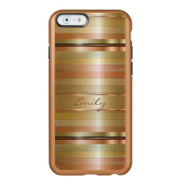 Metallic Gold And Copper Stripes Pattern Monogram Incipio Feather Shine iPhone 6 Case