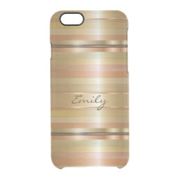 Metallic Gold And Copper Stripes Pattern Monogram Clear iPhone 6/6S Case