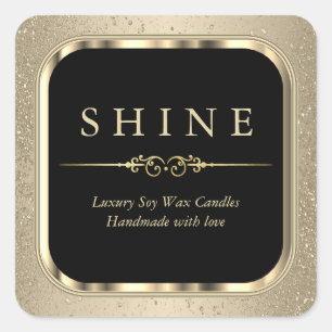 Metallic Gold and Gold Glitter Labels Square