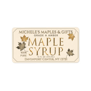 Metallic Gold and Ivory Maple Address Label
