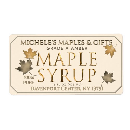Metallic Gold and Ivory Maple Syrup Shipping Label