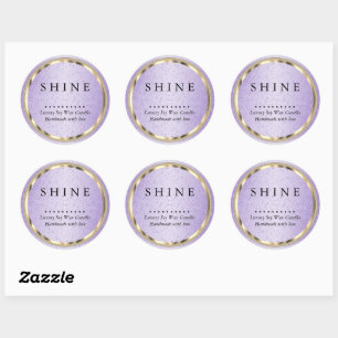 Metallic Gold and Lavender Glitter Classic Round Sticker