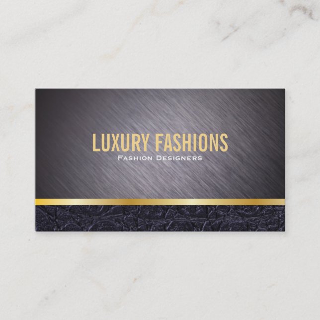 Metallic / Gold and Leather Trim Business Card (Front)