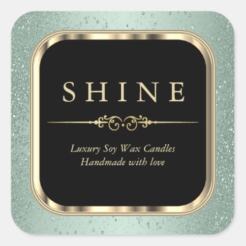 Metallic Gold and Mint Green Labels Square