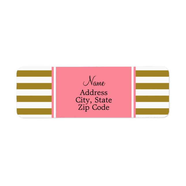 Metallic Gold and  Pink Striped Pattern Label (Front)