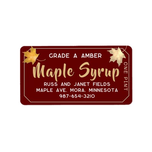 Metallic Gold and Red Maple Address Label