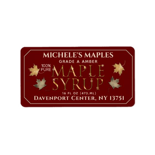 Metallic Gold and Red Maple Address Label