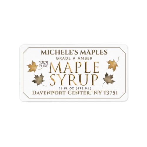 Metallic Gold and White Maple Address Label