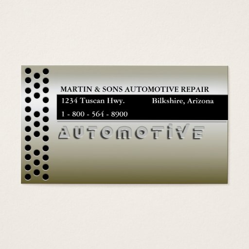 Customizable METALLIC GOLD AUTO BUSINESS CARD TEMPLATES