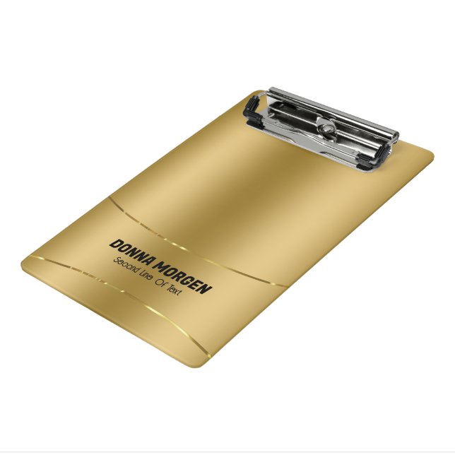 Metallic gold background and stripe frame mini clipboard (Angled3)