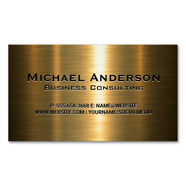 Metallic Gold Background Business Card Magnet (Front)