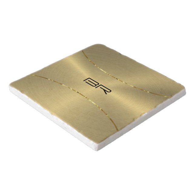 Metallic gold background custom monogram trivet (Corner)