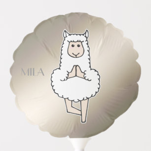 Metallic gold balloon with a meditating llama