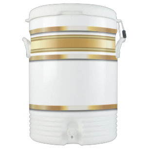 Metallic Gold Bands on White Large Igloo Beverage Cooler