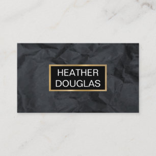 Metallic Gold Banner   Crumple Black Paper Business Card