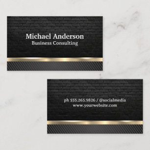 Metallic Gold Black Carbon Fiber Brick Business Card