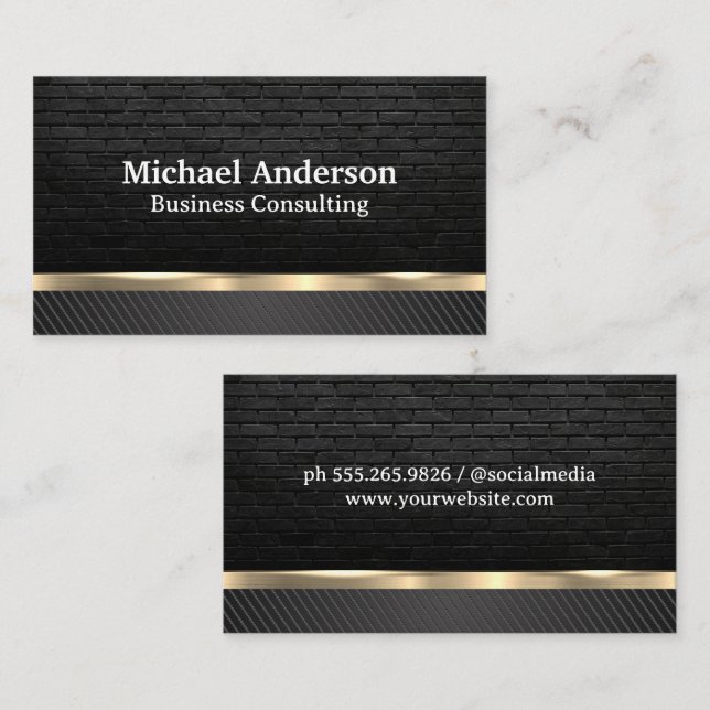 Metallic Gold | Black Carbon Fiber | Brick Business Card (Front/Back)