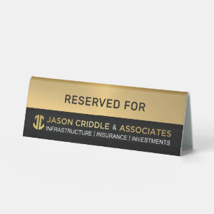 Metallic Gold & Black Custom Logo -Reserved For Table Tent