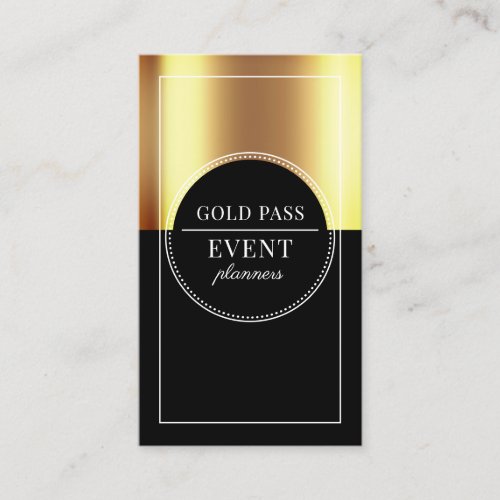 Metallic Gold Black Event Planner Business Card