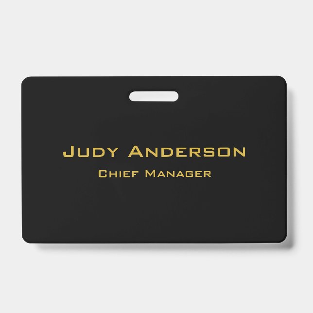 Metallic Gold & Black Professional Modern Elegant Badge (Front)