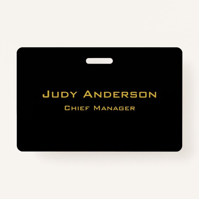 Metallic Gold & Black Professional Modern Elegant Badge (Front)
