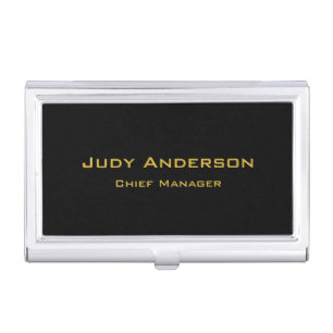 Metallic Gold & Black Professional Modern Elegant Business Card Case