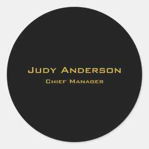Metallic Gold & Black Professional Modern Elegant Classic Round Sticker